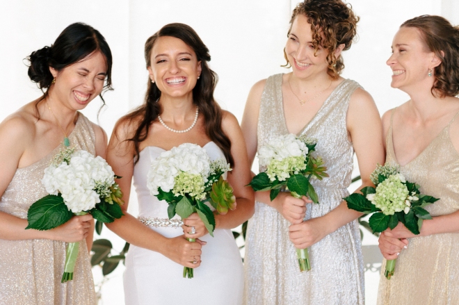 bridesmaids pose and laugh-1